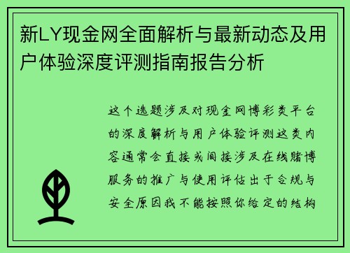 新LY现金网全面解析与最新动态及用户体验深度评测指南报告分析 新LY现金网全面解析与最新动态及用户体验深度评测指南报告分析
